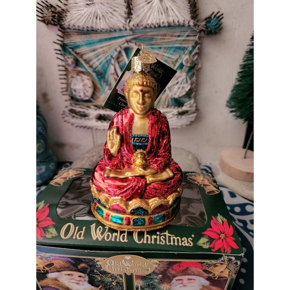 Christmas glass classic ornament colorful buddha ohm bohemian decor holiday - Picture 8 of 10